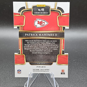 2023 Panini Select - Concourse Patrick Mahomes II #49 Black & Gold Prizm Die-Cut back