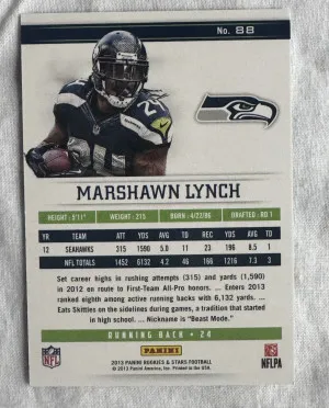 2013 Panini Rookies & Stars #88 2/10 Marshawn Lynch Seattle Seahawks back