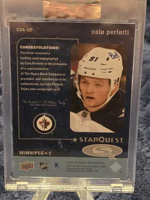24/25 Clear Cut Cole Perfetti Star Quest Auto back