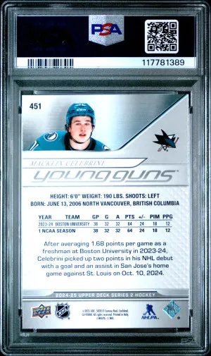 2024 Upper Deck Macklin Celebrini back