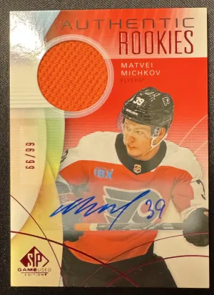 2023-24 SP Game Used Matvei Michkov Authentic Rookies Patch Auto /99 front