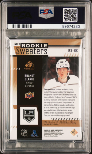 2022 Sp Game Used Inked Rookie Sweaters Patch Autographs Brandt Clarke back