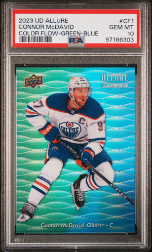 2023 Upper Deck Allure Color Flow Connor Mcdavid Color Flow-Green-Blue front