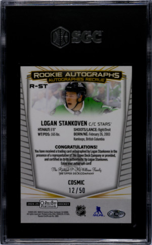 2024-25 O-Pee-Chee Platinum Logan Stankoven SGC 9 back