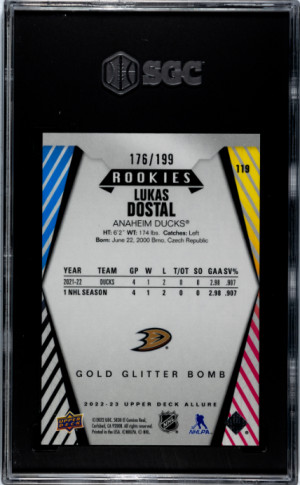2022-23 Upper Deck Allure Lukas Dostal SGC 10 back