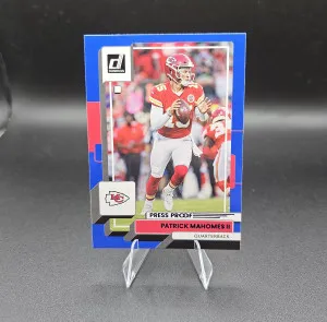 2022 Panini Donruss Patrick Mahomes Blue Press Proof front