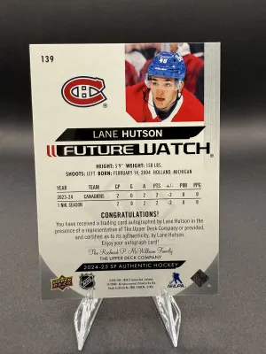 Lane Hutson Future Watch Auto SPA 397/999 back