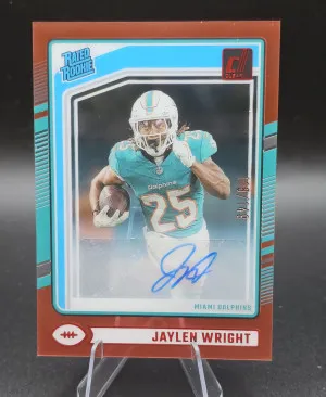 JAYLEN WRIGHT 2024 CLEARLY DONRUSS #84 RATED ROOKIE RED RC AUTO /149 front