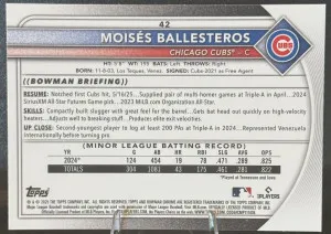 2025 Bowman Chrome Moisés Ballesteros #42 Mojo Refractor RC - Chicago Cubs back