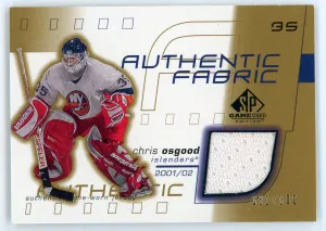 2001-02 SP Game Used #AF-CO Chris Osgood Authentic Fabric Gold /300 front