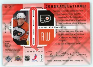 2009-10 Black Diamond Sami Kapanen Jersey Quad Ruby /50 ***VF*** back