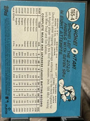 2021 Topps 1965 Topps Redux Shohei Ohtani #T65-4 Throwback 1965 back