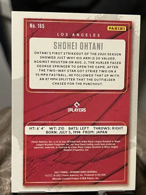 2021 Panini Diamond Kings Short Print Shohei Ohtani #165 back