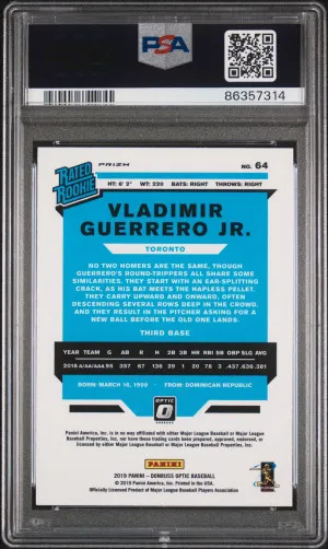 2019 Panini Donruss Optic Vladimir Guerrero Jr. Carolina Blue And White back