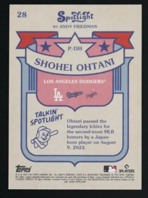 Shohei Ohtani 2024 Topps Now Spotlight #28 back