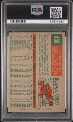 1959 Topps Ed Mathews back