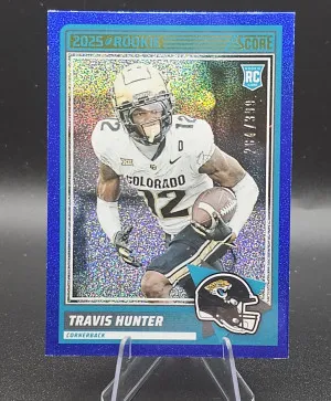 2025 Panini Score Travis Hunter Dots Blue /399 front