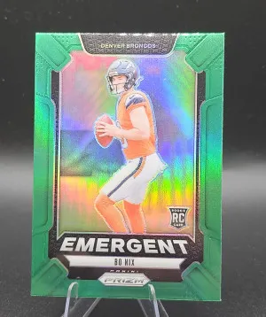 2024 Panini Prizm - Emergent Bo Nix #3 Green Prizm (RC) front