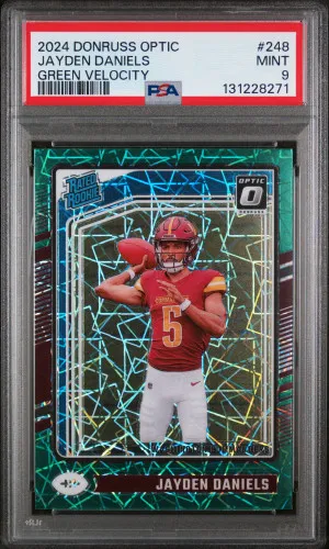2024 Panini Donruss Optic Jayden Daniels Green Velocity front