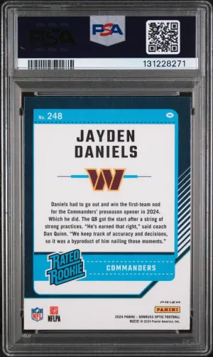 2024 Panini Donruss Optic Jayden Daniels Green Velocity back