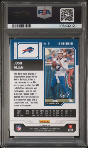 2023 Panini Contenders Optic Josh Allen Gold Vinyl 1/1 back