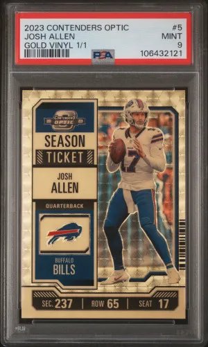 2023 Panini Contenders Optic Josh Allen Gold Vinyl 1/1 front