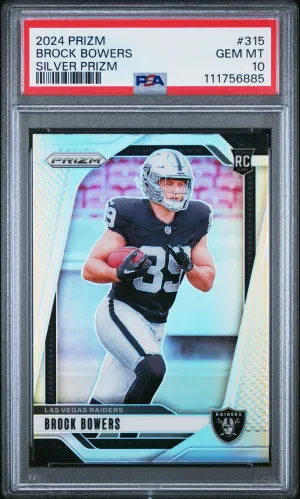 2024 Panini Prizm Brock Bowers Silver Prizm PSA 10 front