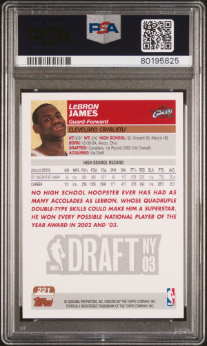 2003 Topps Lebron James PSA 8 back
