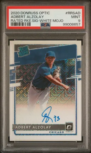 2020 Panini Donruss Optic Rated Rookies Signatures Adbert Alzolay Rated Rke.sig-White Mojo 98/99 PSA 9 front