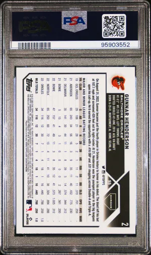 2023 Topps Chrome Logofractor Edition Gunnar Henderson PSA 10 back