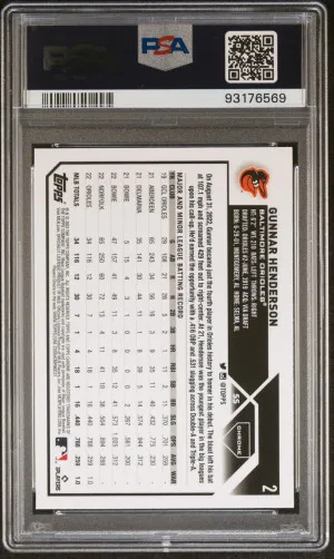 2023 Topps Chrome Gunnar Henderson Prism Refractor PSA 10 back