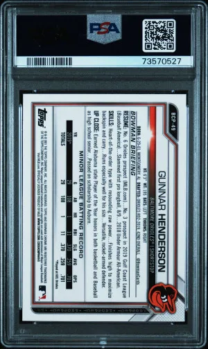 2021 Bowman Chrome Prospects Gunnar Henderson Chr.pros-Atomic Refractor PSA 10 back