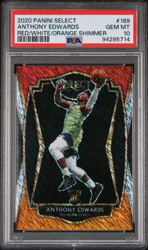 2020 Panini Select Anthony Edwards Red/White/Orange Shimmer PSA 10 front