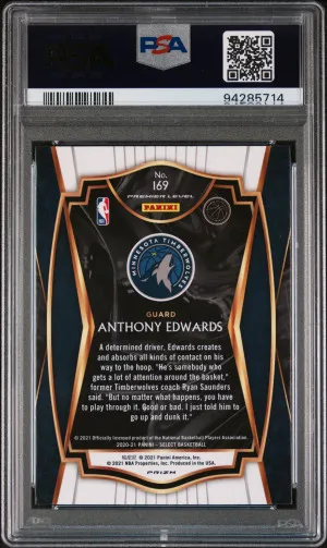 2020 Panini Select Anthony Edwards Red/White/Orange Shimmer PSA 10 back