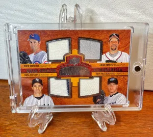 2008 Upper Deck Ballpark Maddux Mussina Smoltz Halladay Quad Swatch Relic #217 front