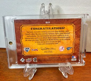 2008 Upper Deck Ballpark Maddux Mussina Smoltz Halladay Quad Swatch Relic #217 back