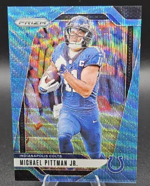 2024 Panini Prizm Michael Pittman Jr Blue Wave Prizm/230 front
