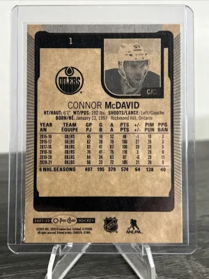 2021-22 OPC Connor McDavid Black/White Short Print back