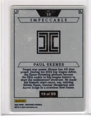2025 Panini Impeccable - Stainless Stars Paul Skenes #15 /99 Steel Card back