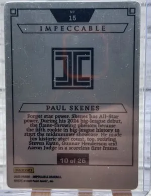 2025 Panini Impeccable - Stainless Stars Paul Skenes #15 /25 (RC) Purple back