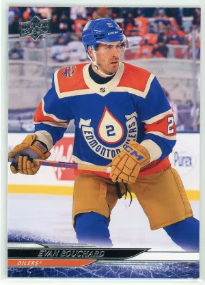 2024-25 Upper Deck #553 Evan Bouchard Photo Variations Outdoor front