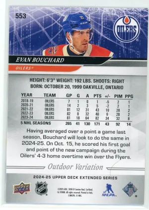 2024-25 Upper Deck #553 Evan Bouchard Photo Variations Outdoor back
