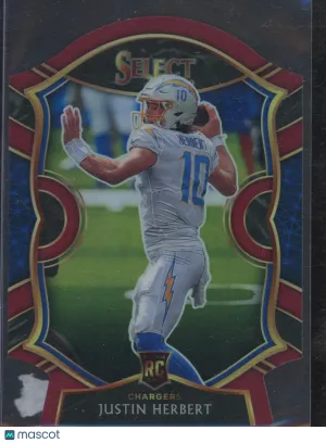 2020 Panini Select Football Justin Herbert #44 Maroon Die Cut RC front