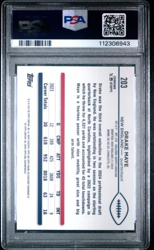 2024 Topps Chrome Drake Maye #203 Teal Refractor 134/250 PSA 8 back