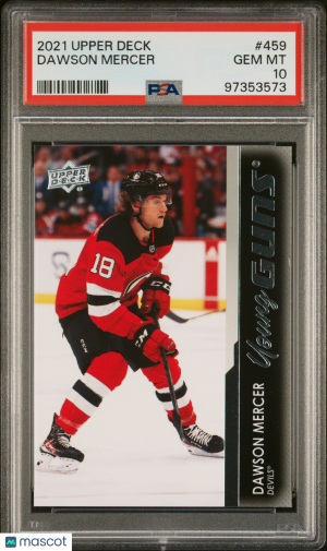 Dawson Mercer 2021-22 Upper Deck Series 1 #459 Young Guns Rookie PSA 10 front