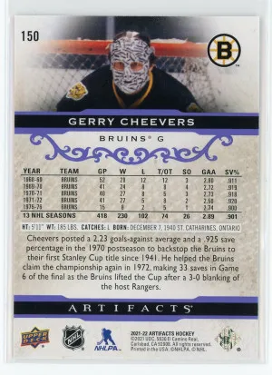 2021-22 Artifacts #150 Gerry Cheevers Indigo 5/10 back