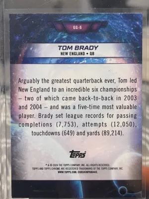 2024 Topps Cosmic Chrome Galaxy Greats Tom Brady #GG-6 Refractor back
