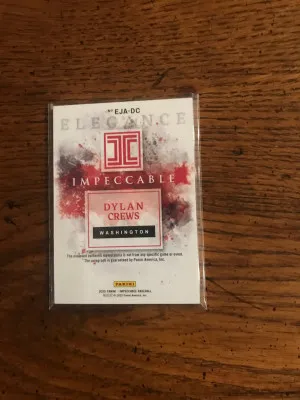 Dylan Crews Patch/Autograph 2025 Impeccable (095) back