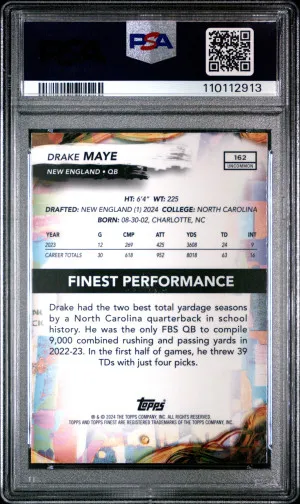 2024 Topps Finest Drake Maye Checkerboard back