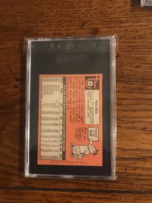 Pete Rose 1969 Topps Graded SGC 6 back